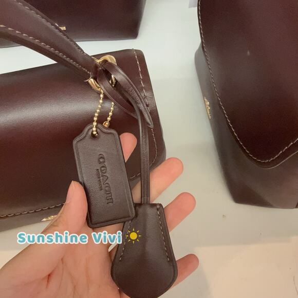 NWT Coach Emory Top Handle Bag Smooth leather CCE54 Gold/ESPRESSO - Picture 5 of 15